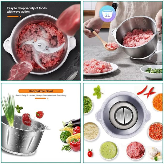 4 Blades Push Chopper with Stainless Steel Bowl