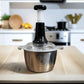 4 Blades Push Chopper with Stainless Steel Bowl